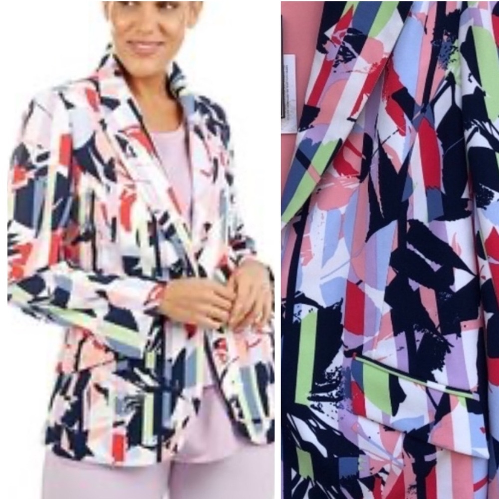 NWT DG2 floral stretch crepe blazer M
